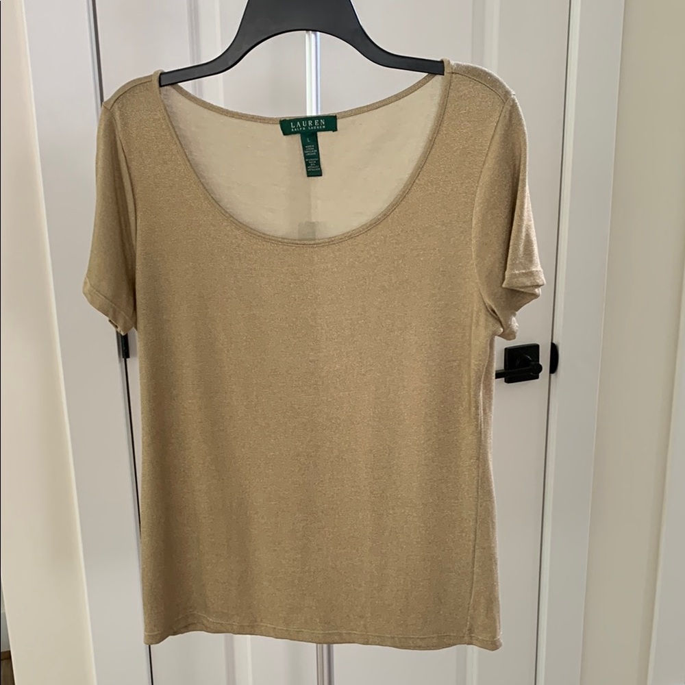 Lauren Ralph Lauren Tan Fitted Short Sleeve T-Shirt